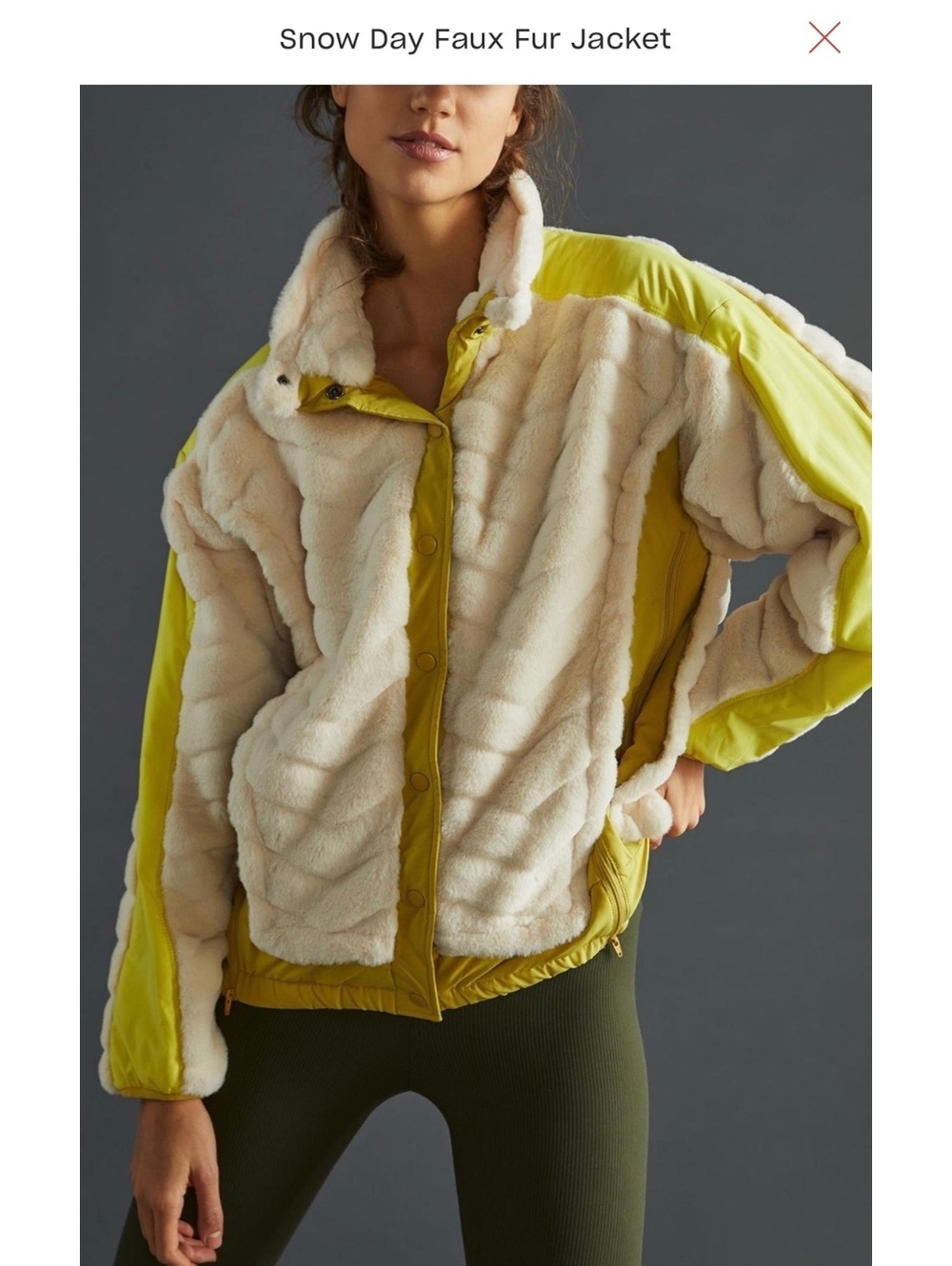 Maeve by Anthropologie chartreuse yellow faux fur jacket - L
